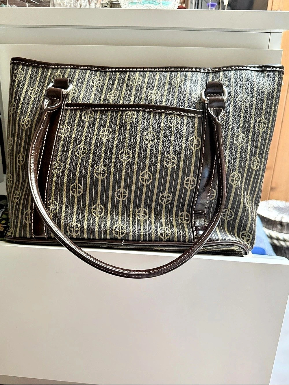 Giani Bernini Logo Print Tote Bag in Black & Brown